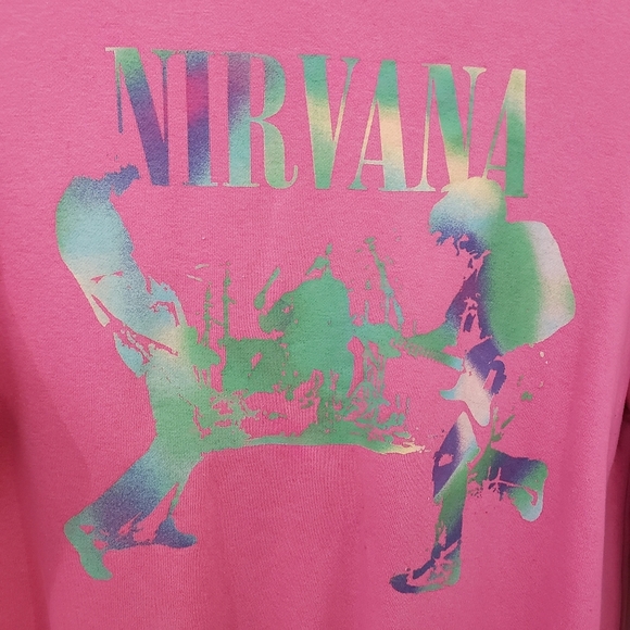 Nirvana Oversized Sweatshirt H&M Size 12 Pink - Kurt Cobain Grunge Rock … - Picture 2 of 6